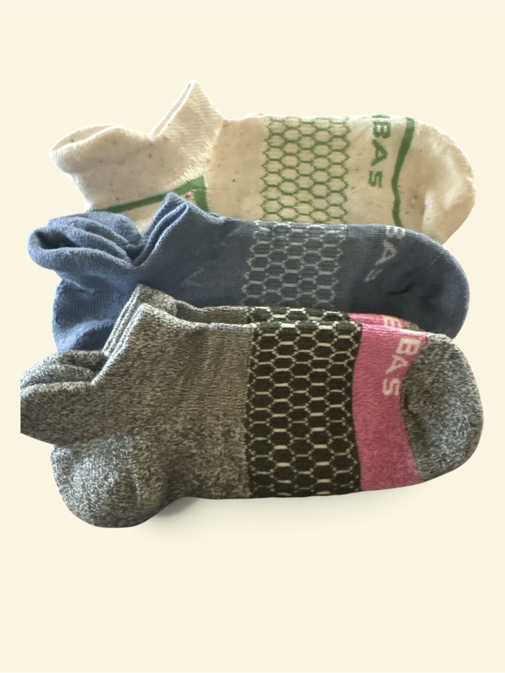 New Bombas Midweight Performance Socks Gray/pink, Gray Blue & White SZ SM 4-7.5